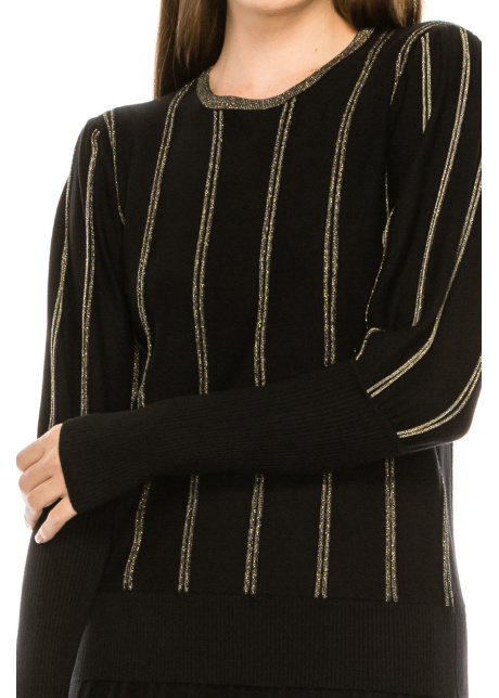 Knit top with Gold Piping