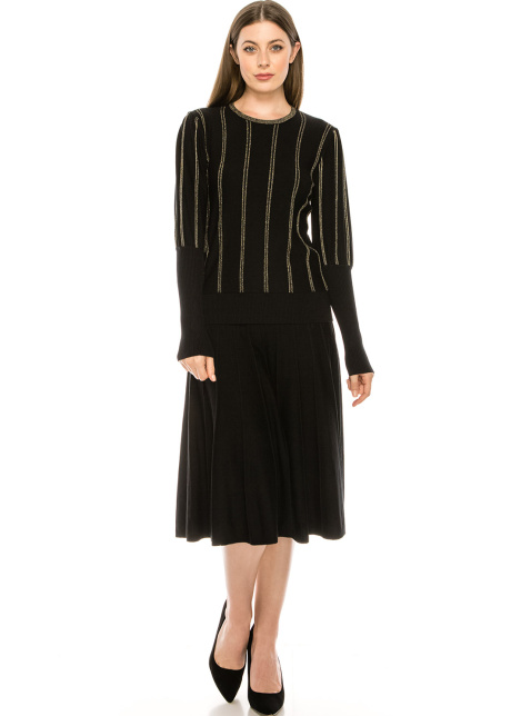 Knit top with Gold Piping