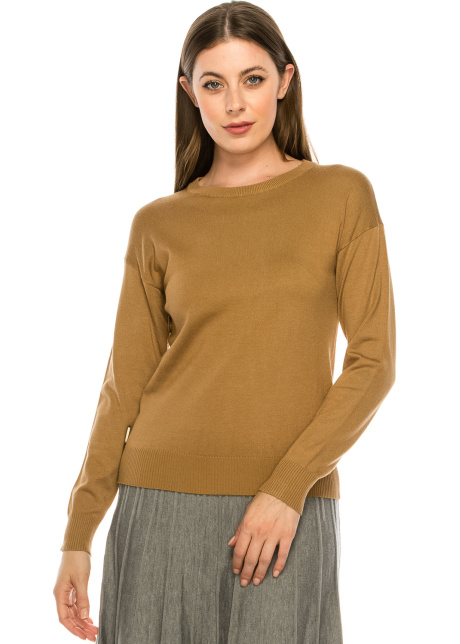 Top with Wooden Button side Detailing - Camel