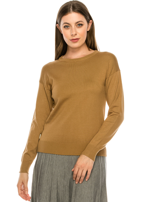 Top with Wooden Button side Detailing - Camel