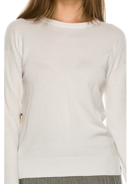 Top with Wooden Button side detailing - White