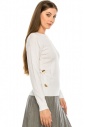 Top with Wooden Button side detailing - White