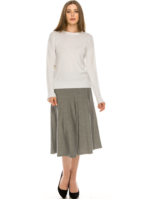 Top with Wooden Button side detailing - White