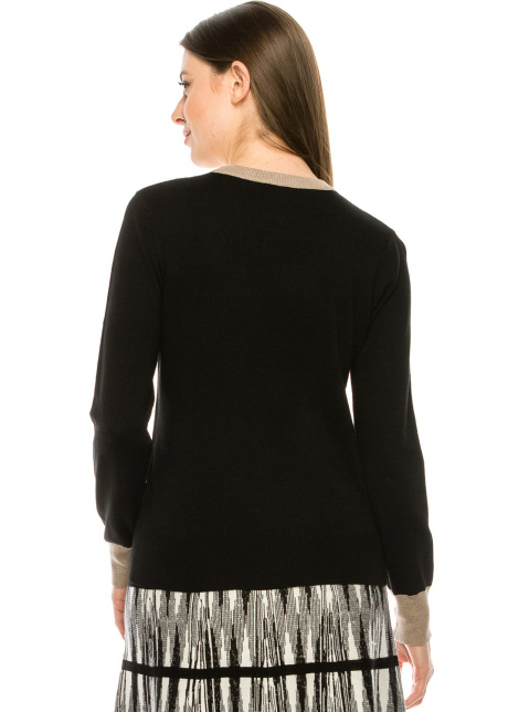 Two Tone Sweater - Black and Beige