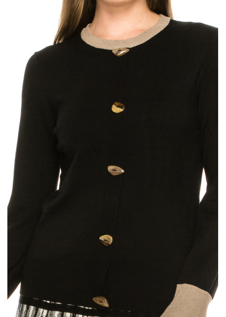 Two Tone Sweater - Black and Beige