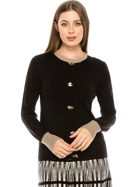 Two Tone Sweater - Black and Beige