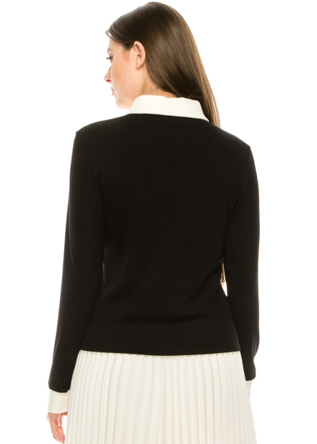 Black and White Collared Sweater