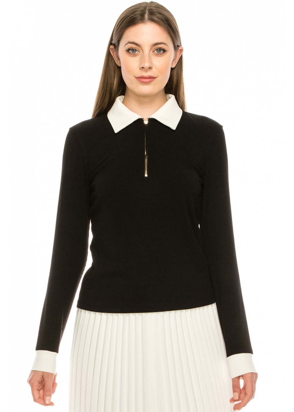 Black and White Collared Sweater