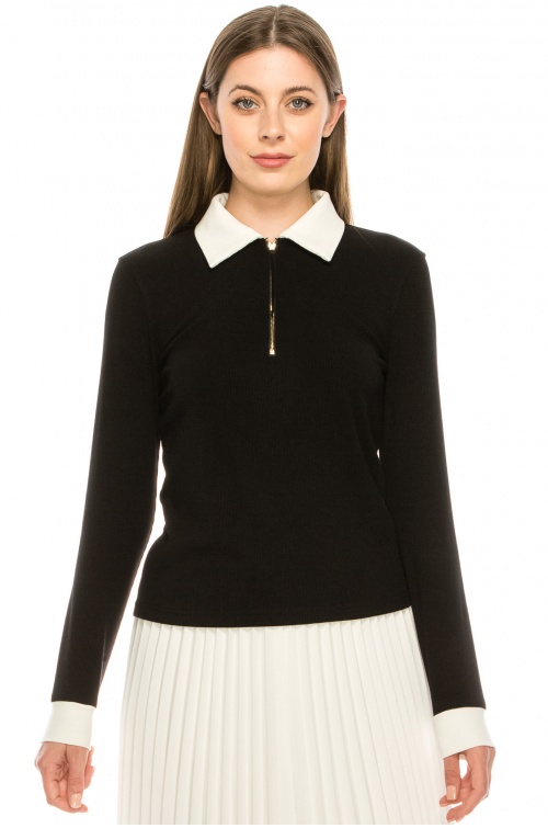 Black and White Collared Sweater
