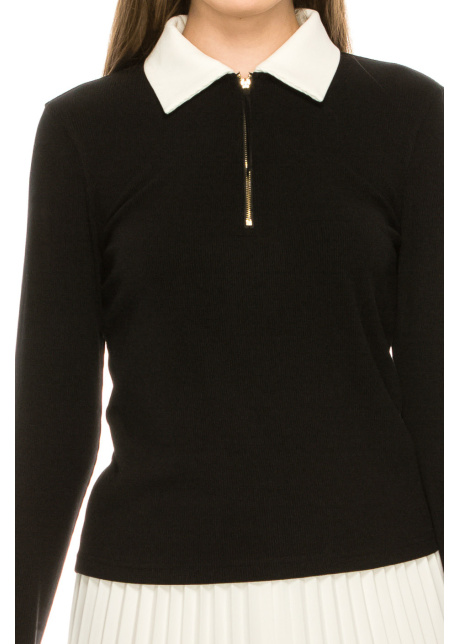 Black and White Collared Sweater