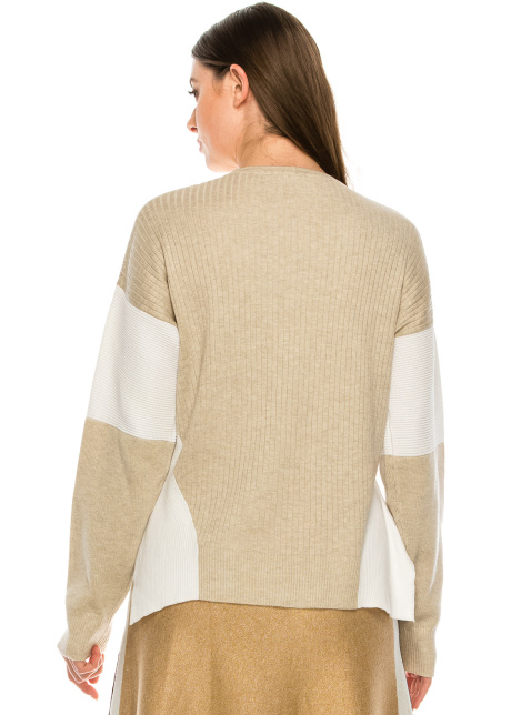 Blocked Sleeve Top Oatmeal