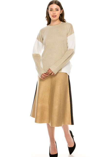 Blocked Sleeve Top Oatmeal