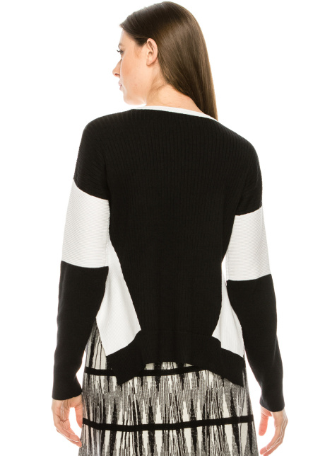 Blocked Sleeve Top Black