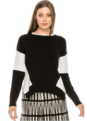 Blocked Sleeve Top Black