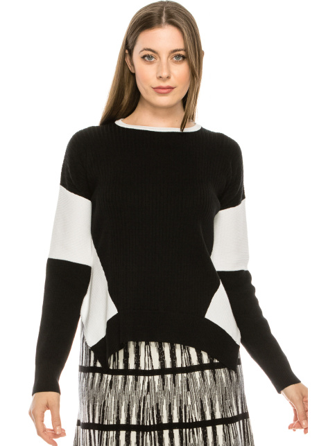 Blocked Sleeve Top Black