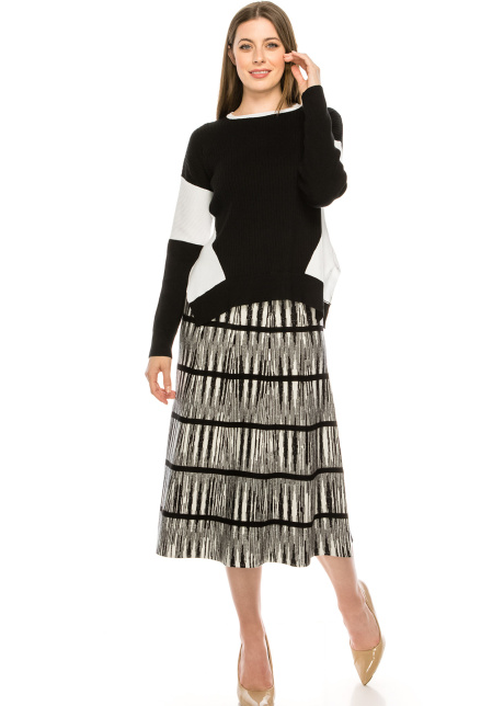 Blocked Sleeve Top Black
