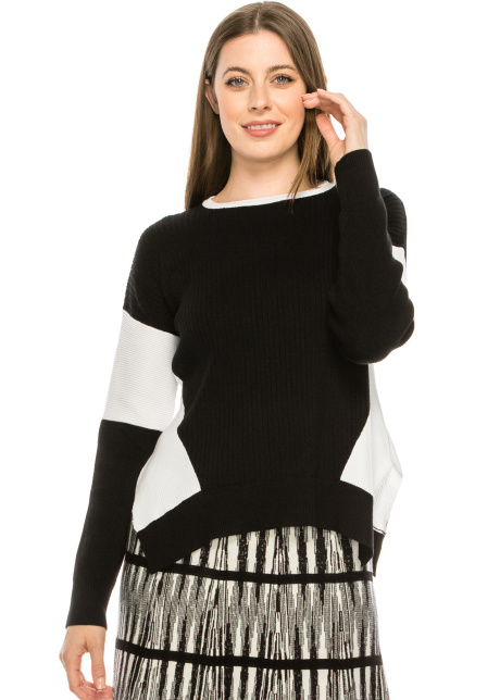 Blocked Sleeve Top Black