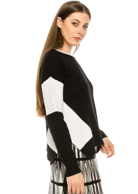 Blocked Sleeve Top Black
