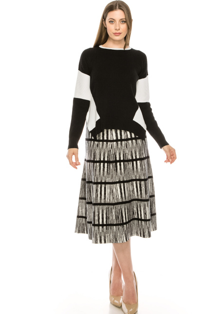 Blocked Sleeve Top Black