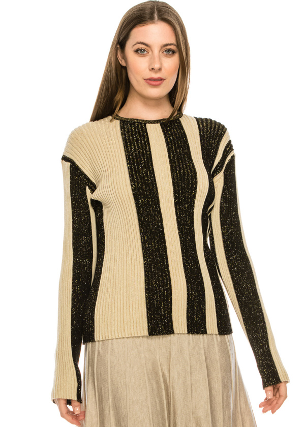 STRIPED RIBBED TOP