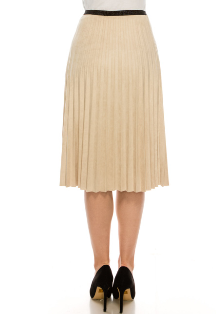 TAN PLEATED SUEDE SKIRT 