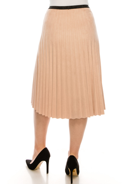 BLUSH PLEATED SUEDE SKIRT