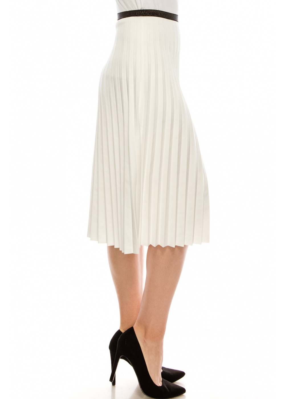 WHITE PLEATED SUEDE SKIRT | Modest Women Clothing - YAL New York