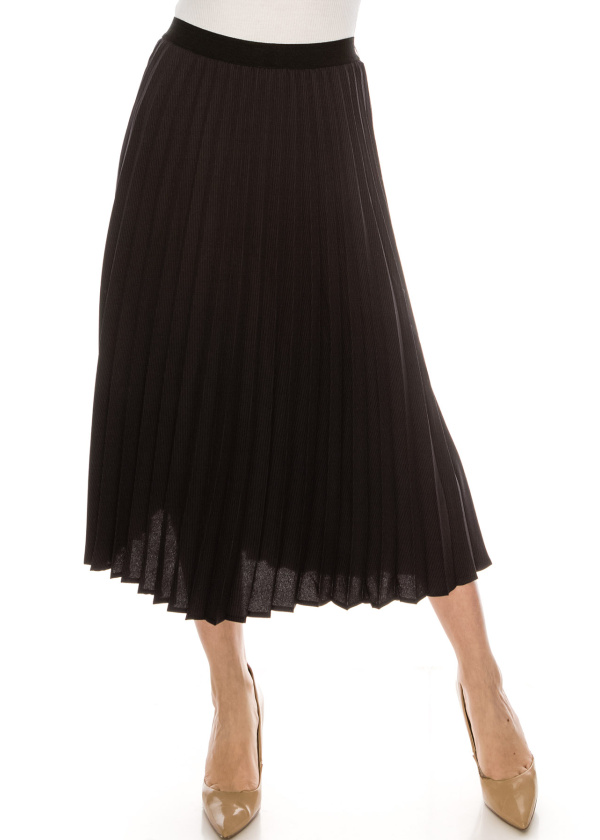 Grey and Black Chiffon Midi Skirt