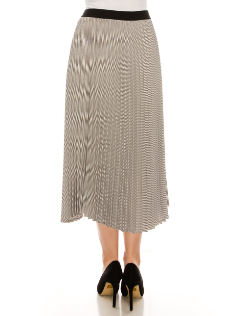 Black and White Chiffon Midi Skirt