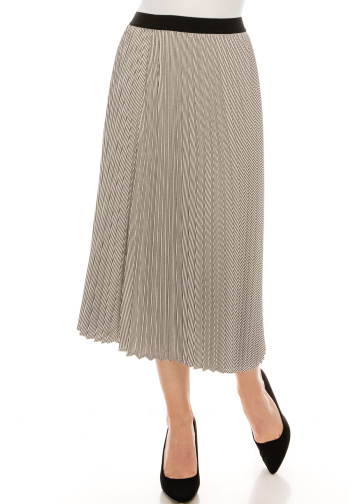 Black and White Chiffon Midi Skirt