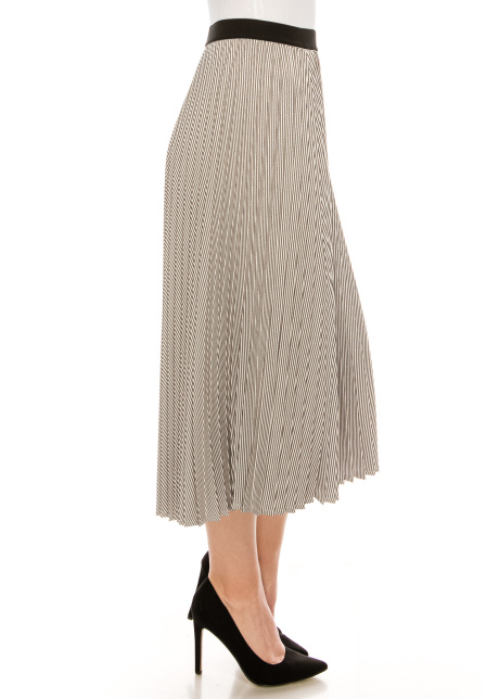 Black and White Chiffon Midi Skirt