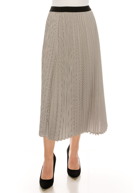 Black and White Chiffon Midi Skirt