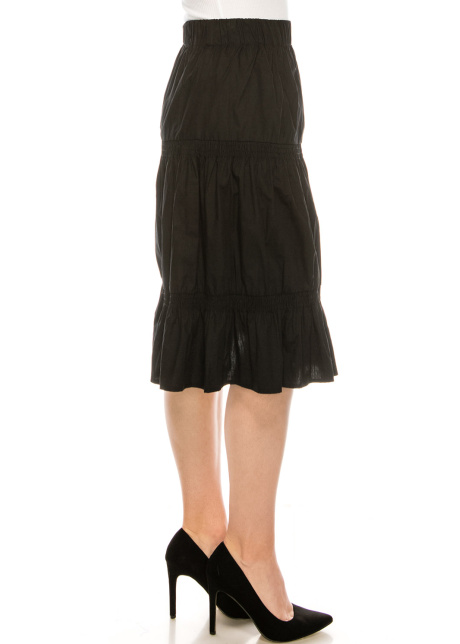 Ruched Midi Skirt Black
