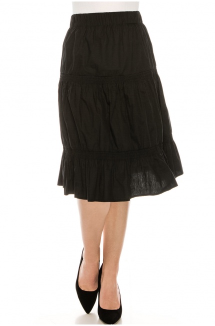 Ruched Midi Skirt Black