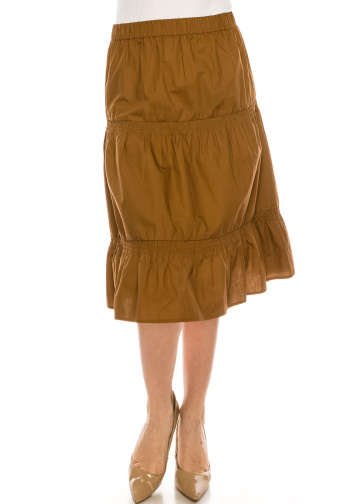 Ruched Midi Skirt Camel