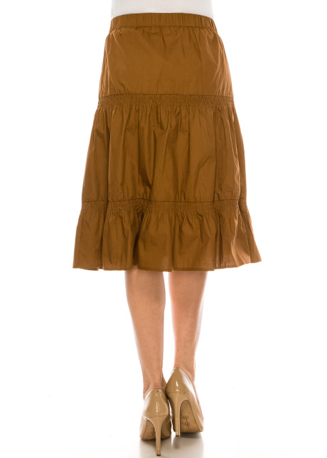 Ruched Midi Skirt Camel