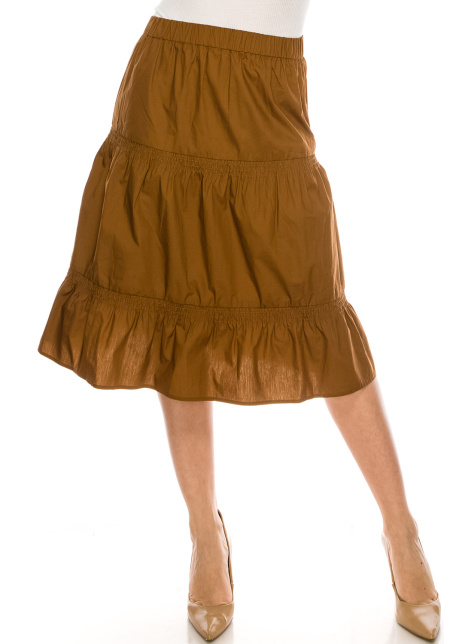 Ruched Midi Skirt Camel