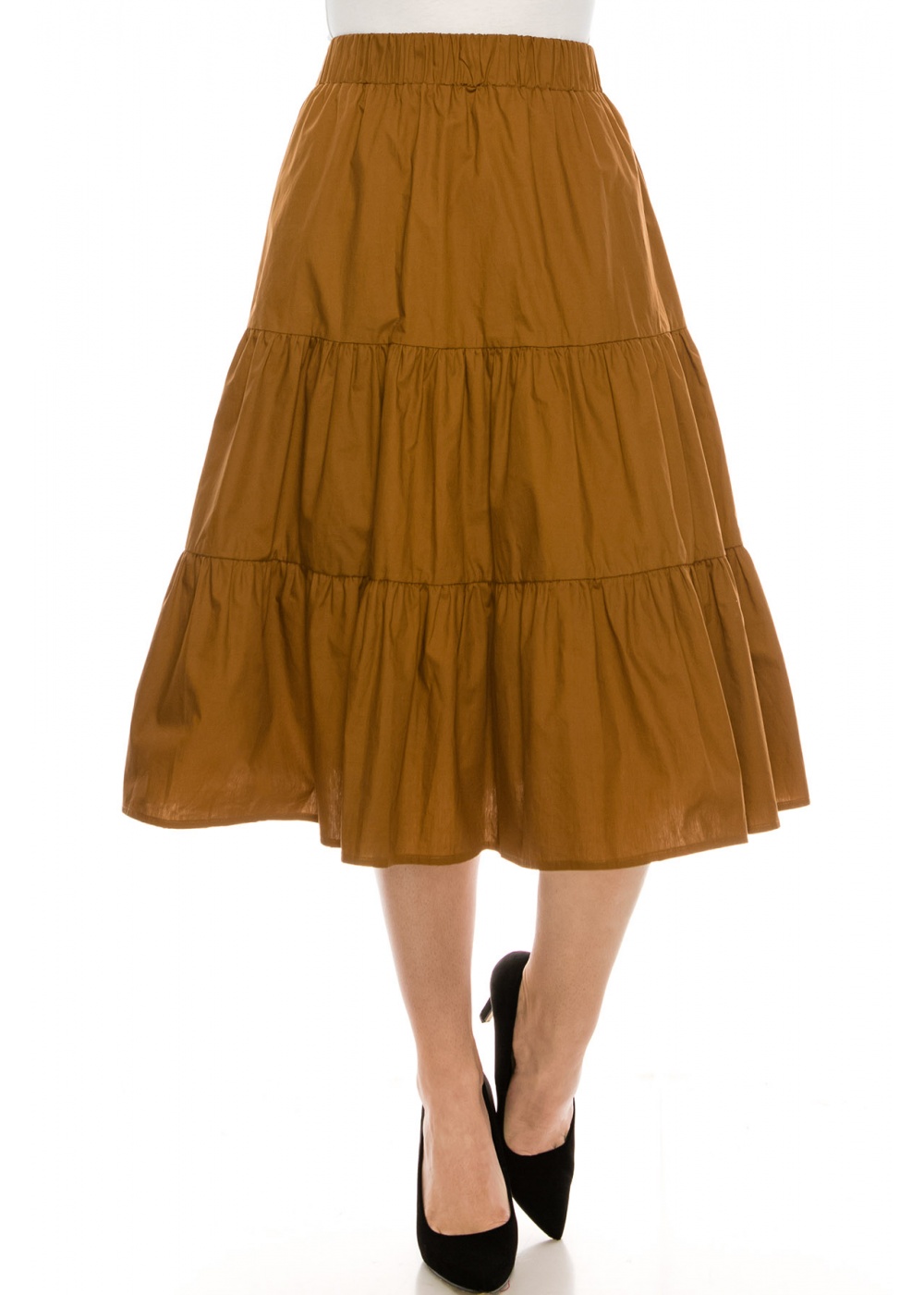 Ruched tiered skirt Brown