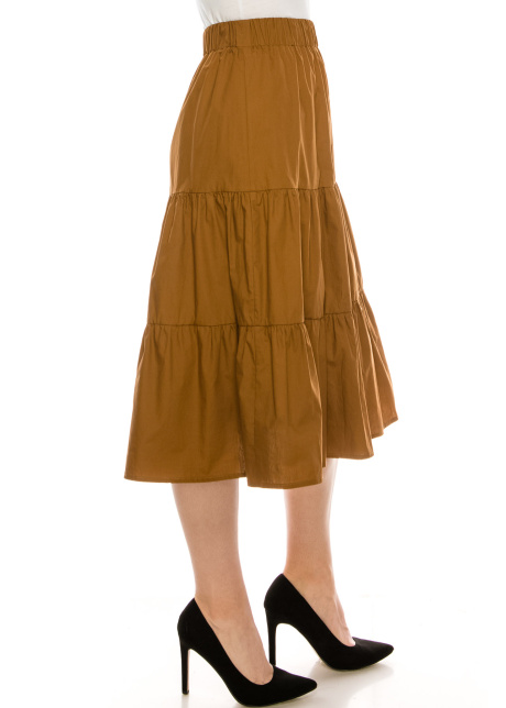 Ruched tiered skirt Brown