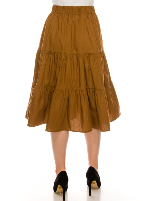 Ruched tiered skirt Brown