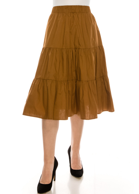 Ruched tiered skirt Brown