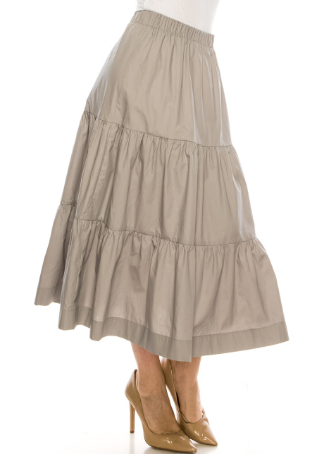 Midi Ruched Skirt Grey