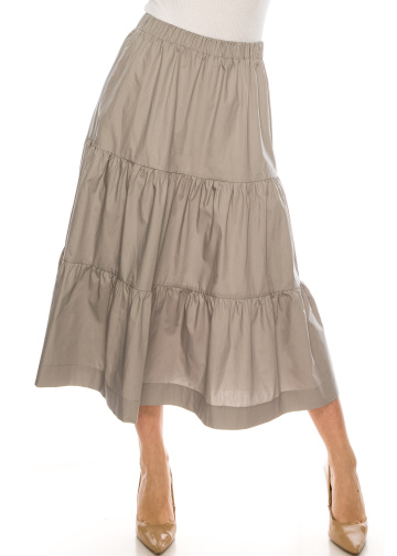 Midi Ruched Skirt Grey