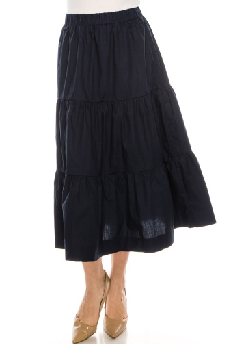Midi Ruched Skirt Navy