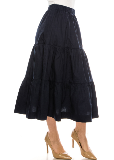 Midi Ruched Skirt Navy