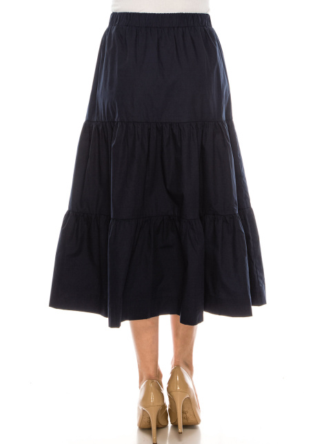 Midi Ruched Skirt Navy