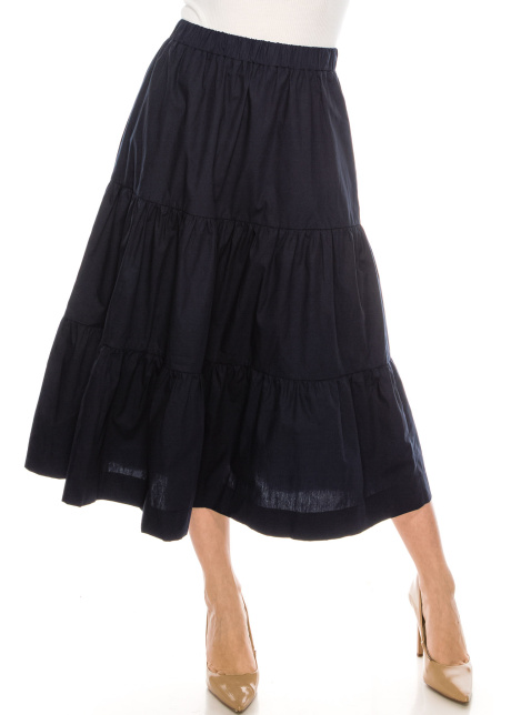 Midi Ruched Skirt Navy