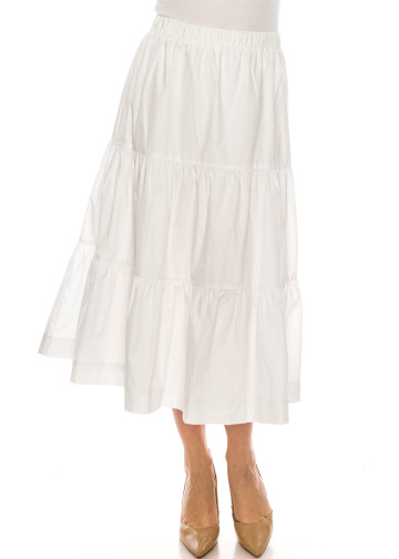 MIDI RUCHED SKIRT WHITE