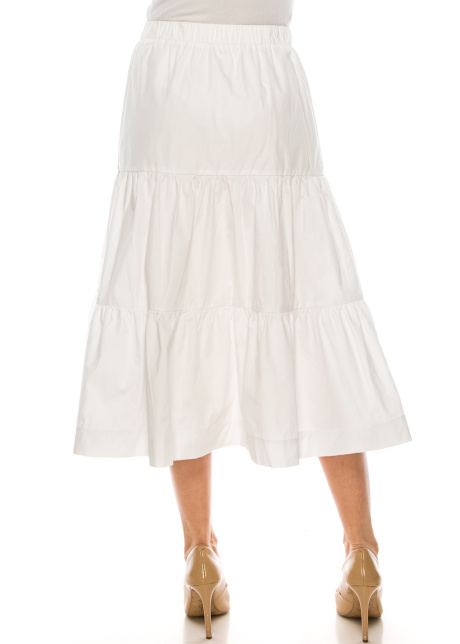 MIDI RUCHED SKIRT WHITE
