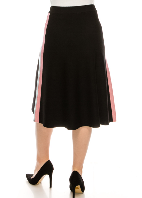 Black knit skirt with stripe detail